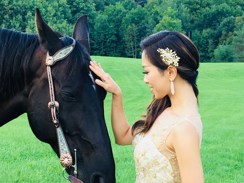 Engagement photo shoot with horse