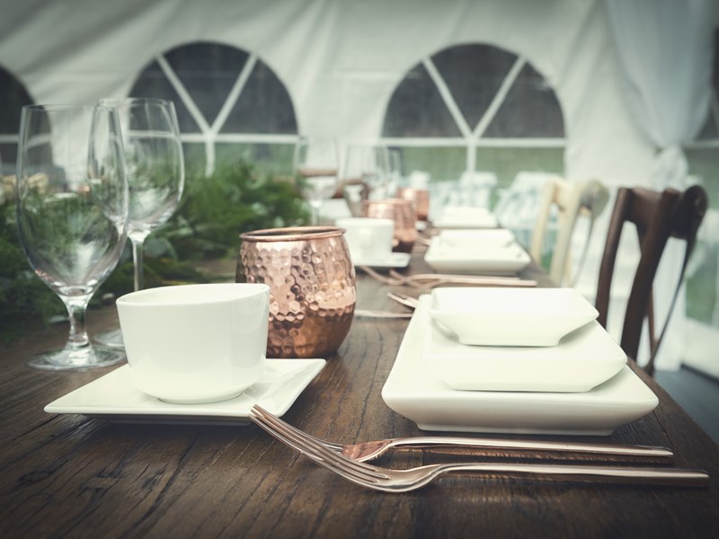 Rustic reception in the tent