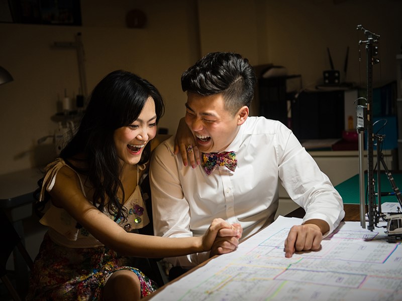 This happy Chinese – Cantonese couple is laughing because they messed up their wedding sitting chart. Fairmont Royal York wedding