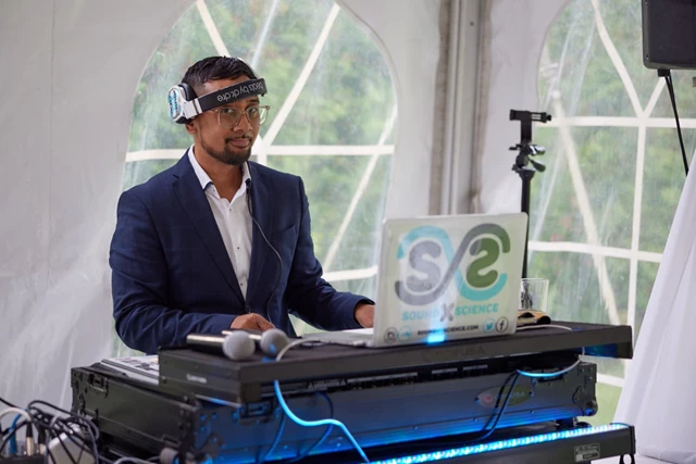 Behind the DJ Set at a Wedding