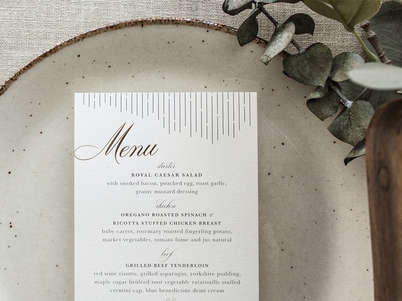 Gold Foil and Digital Printed Custom Menus