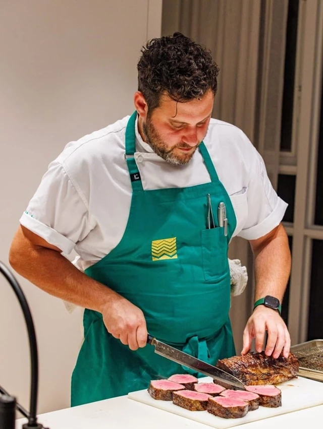 Chef Phillip preparing the Beef Course